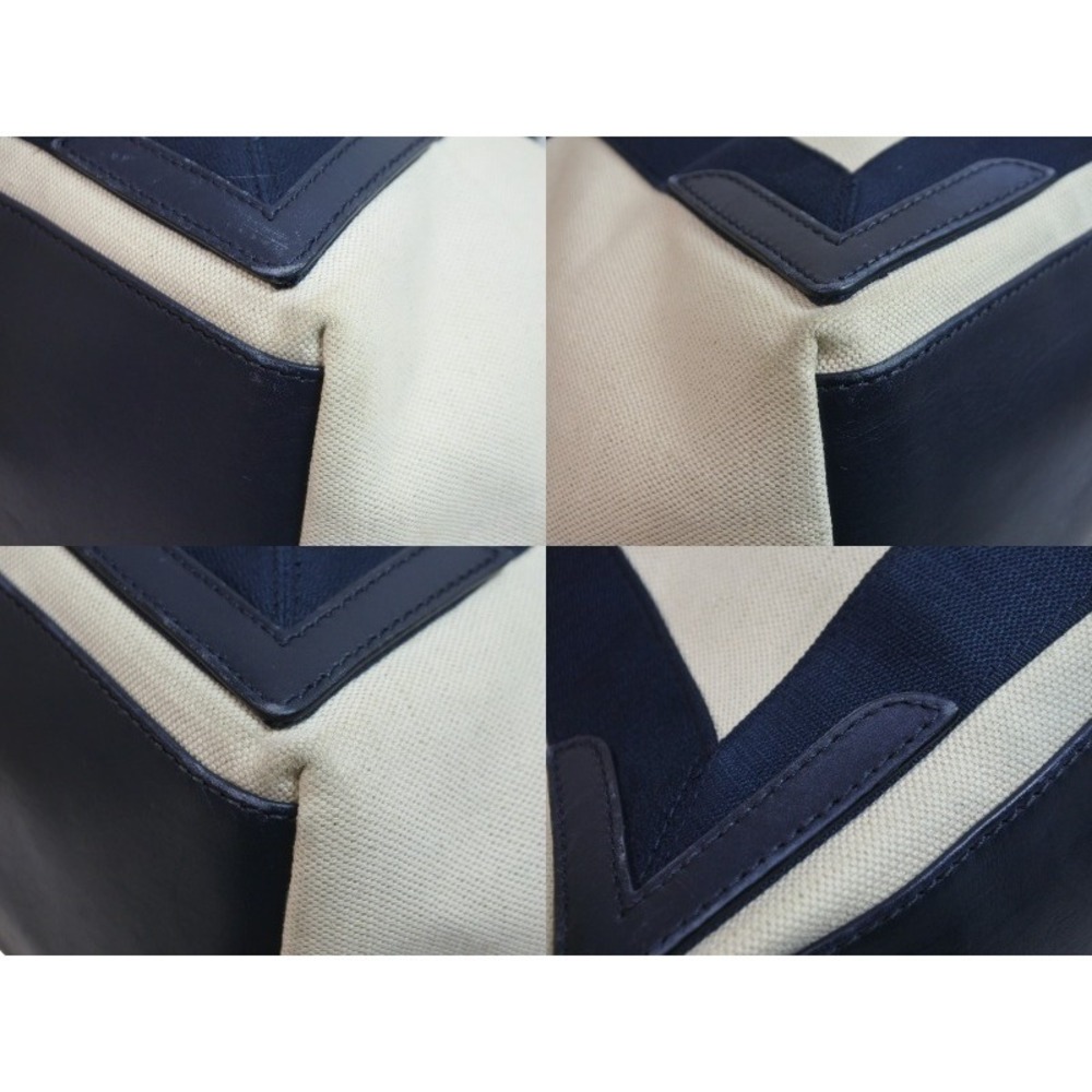 Balenciaga Bag Leather Blue Canvas Cabas Navy Tan Beige Tote - Picture 6 of 9